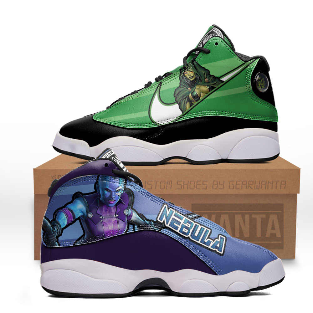 Gamora vs Nebula J13s Sneakers Super Heroes Custom Shoes Grabiiva