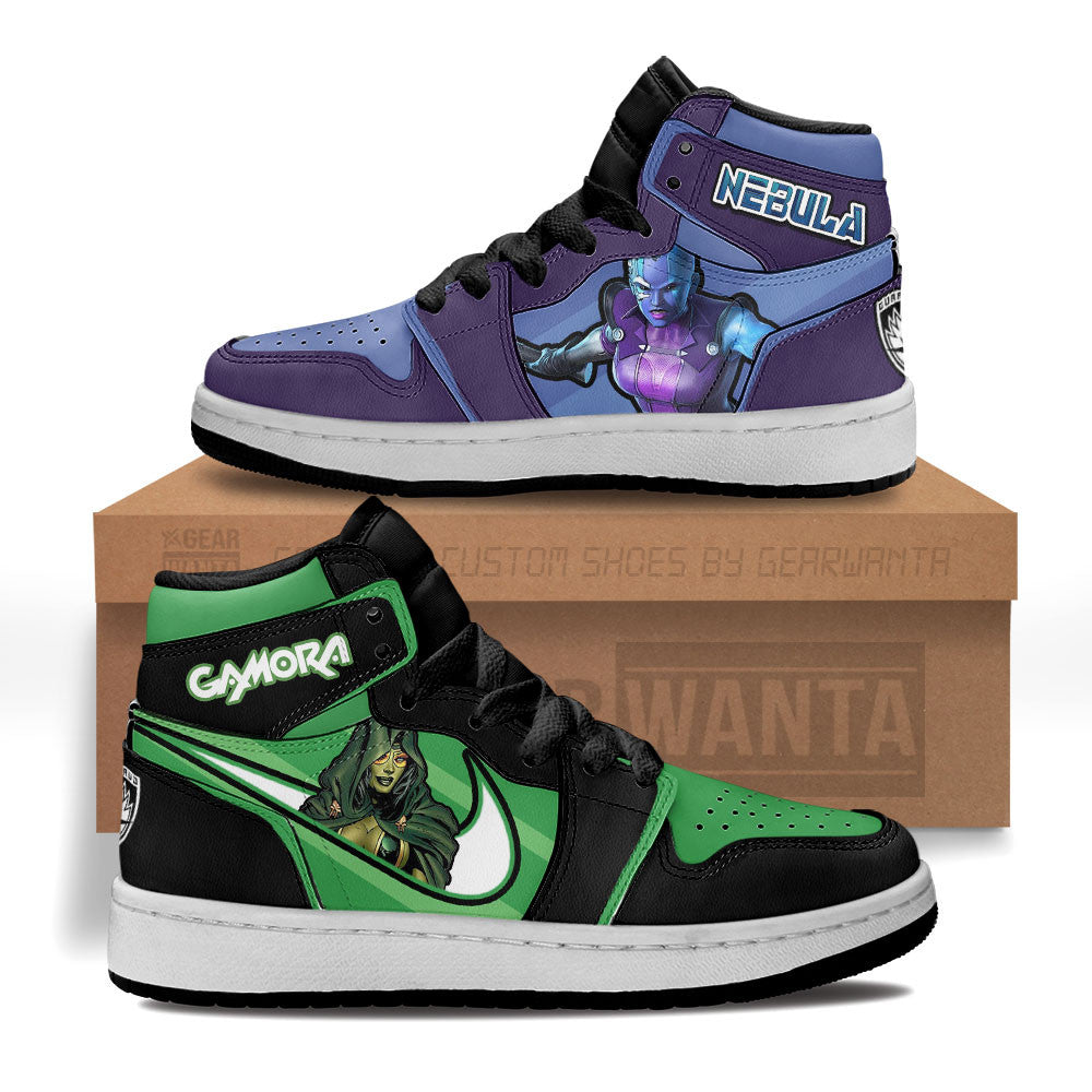 Gamora vs Nebula Kid J1s Sneakers Custom Grabiiva