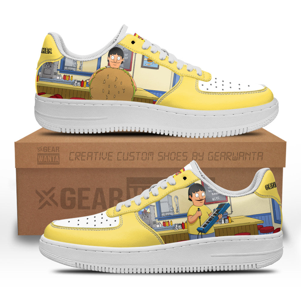 Gene Belcher Bob's Burger Custom Air Sneakers QD12 Grabiiva