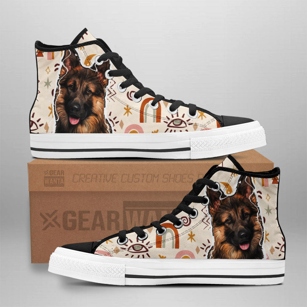 German Shepherd High Top Shoes Custom Boho Grabiiva