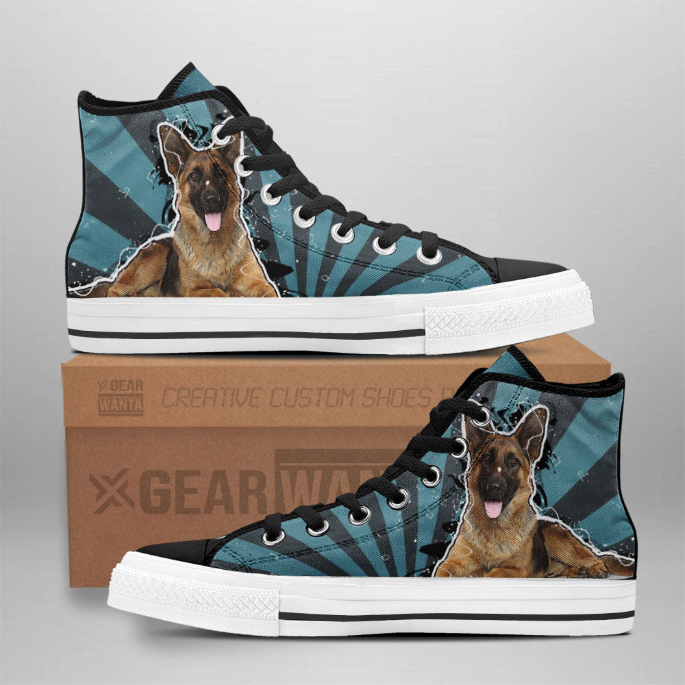 German Shepherd High Top Shoes Custom Grabiiva