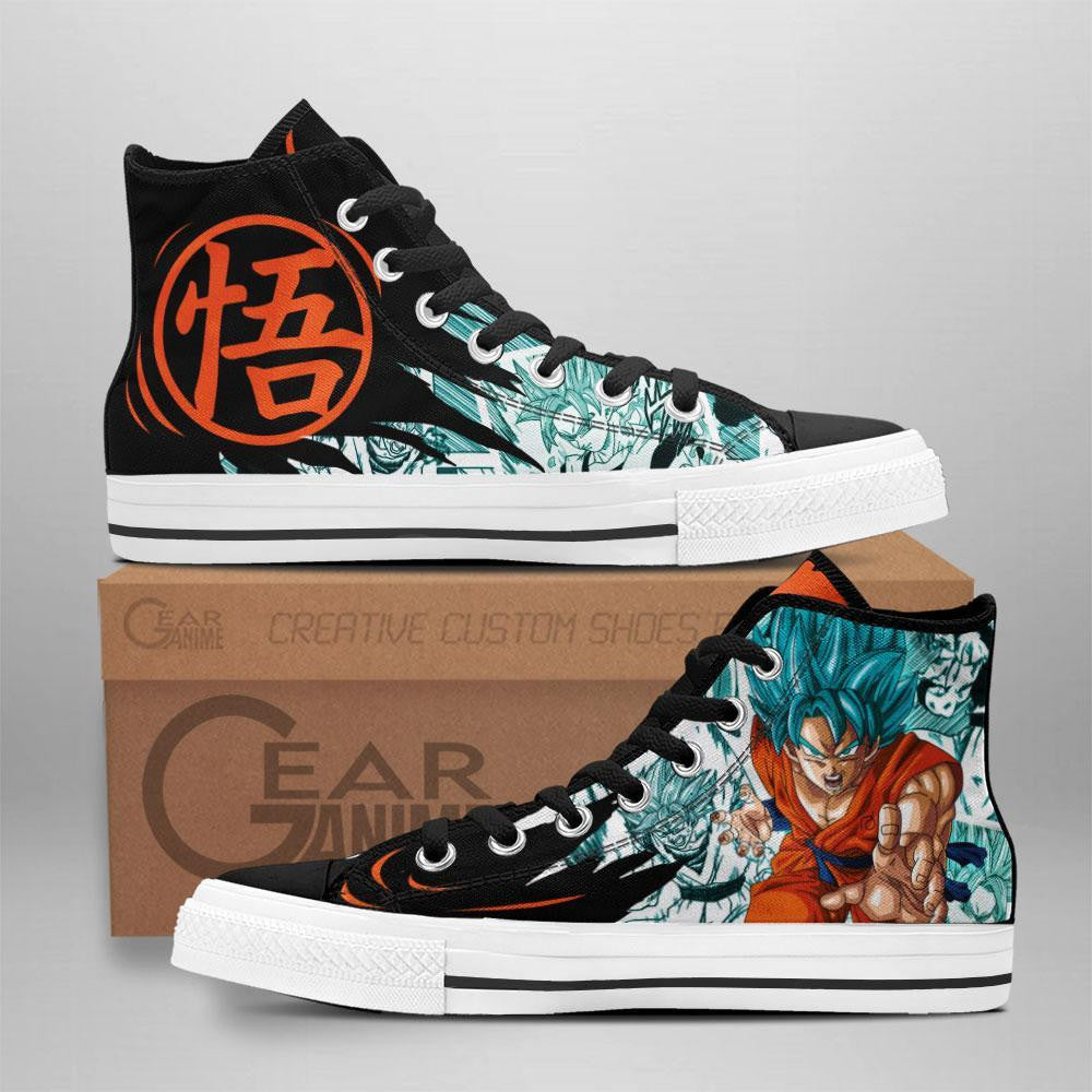Goku Blue High Top Shoes Custom Manga Anime Dragon Ball Sneakers Grabiiva