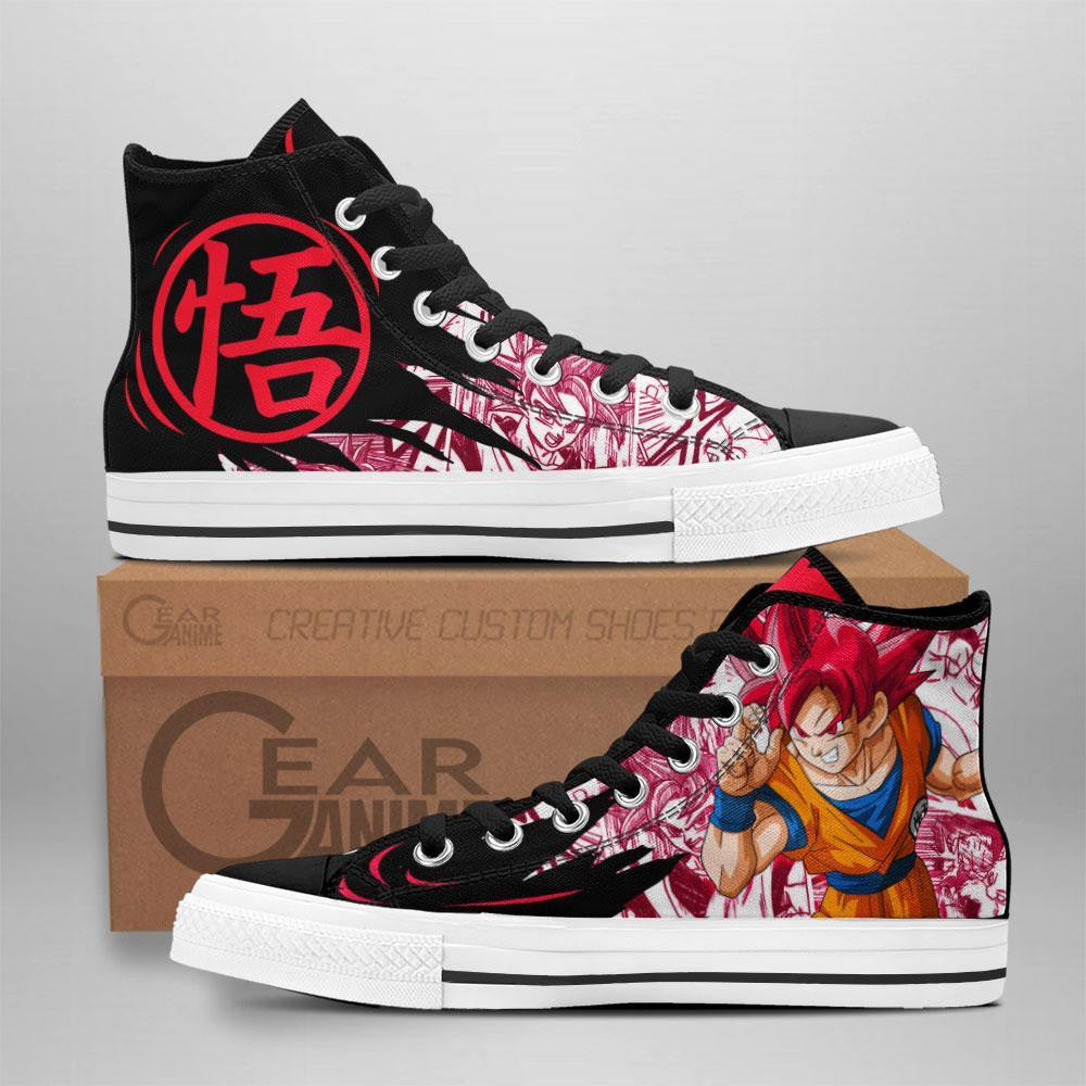 Goku Saiyan God High Top Shoes Custom Manga Anime Dragon Ball Sneakers Grabiiva