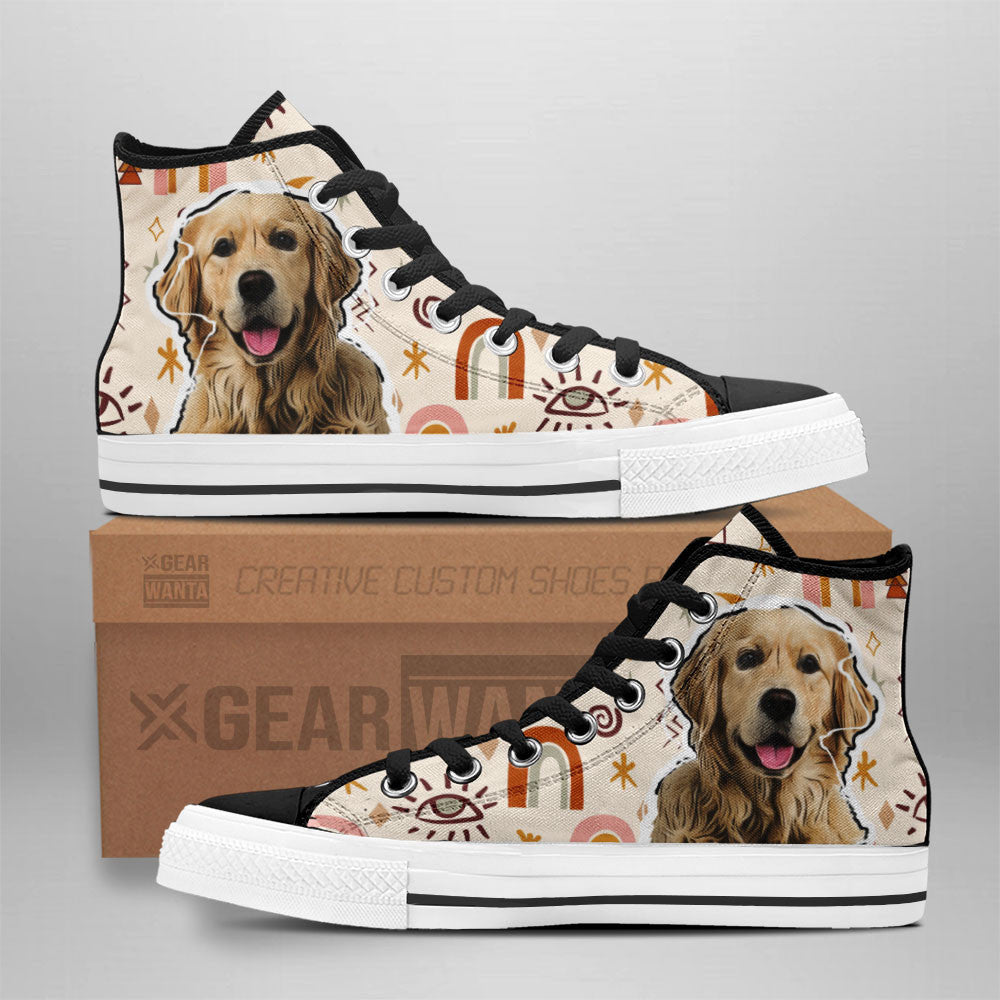 Golden Retriever High Top Shoes Custom Boho Grabiiva