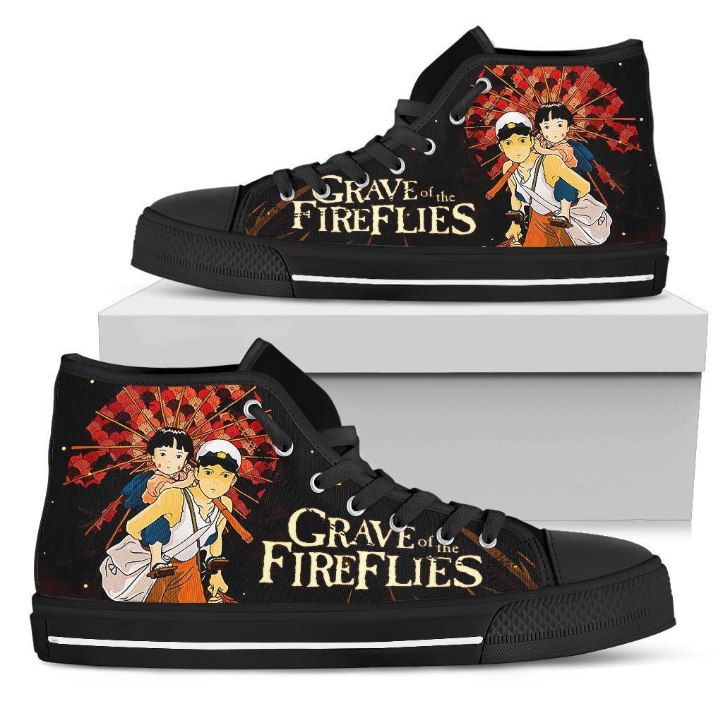 Grave of the Fireflies Sneakers Ghibli High Top Shoes Custom Grabiiva