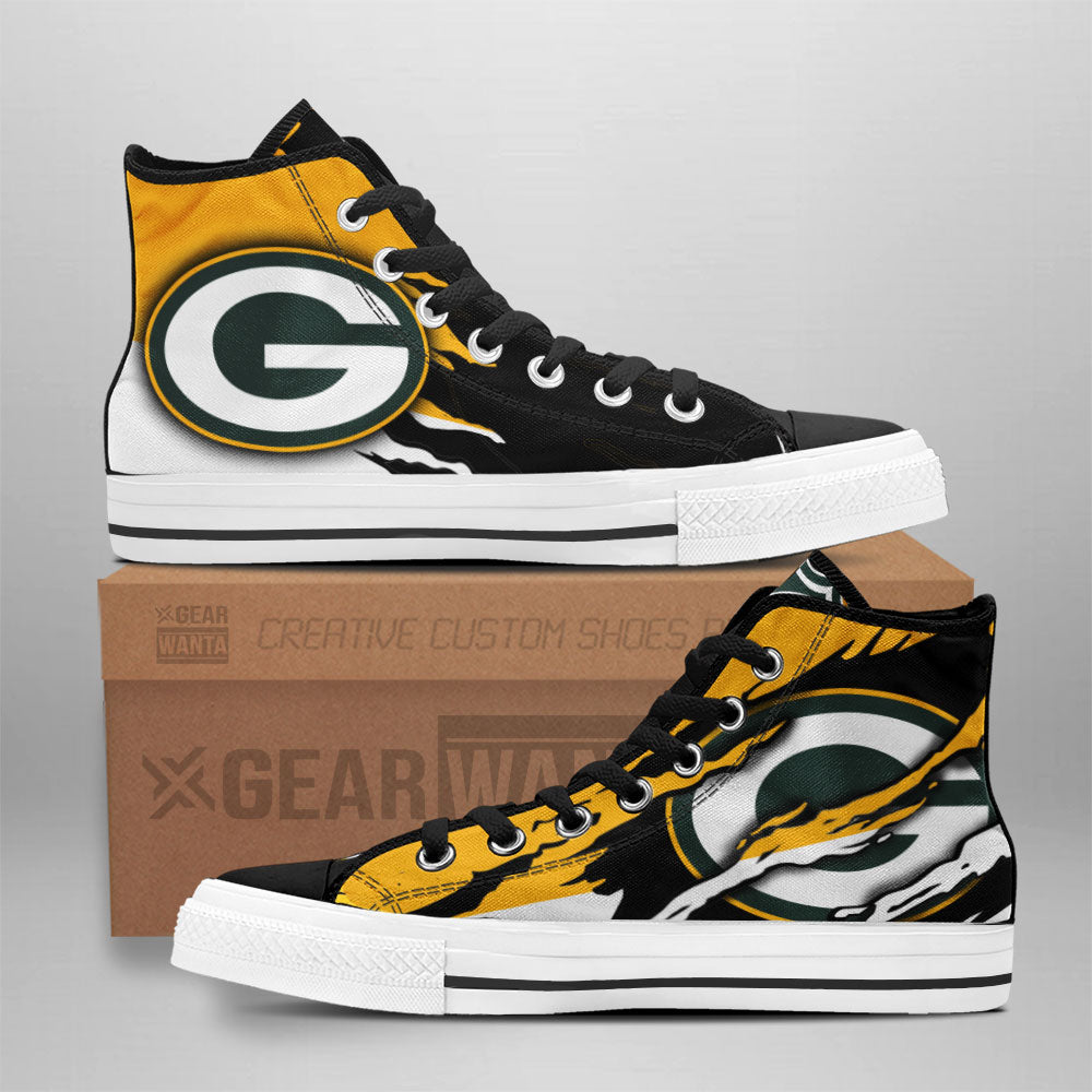 Green Bay Packers High Top Shoes Custom For Fans Grabiiva