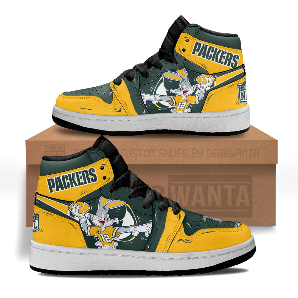 Green Bay Packers Kid J1s Sneakers Custom Grabiiva