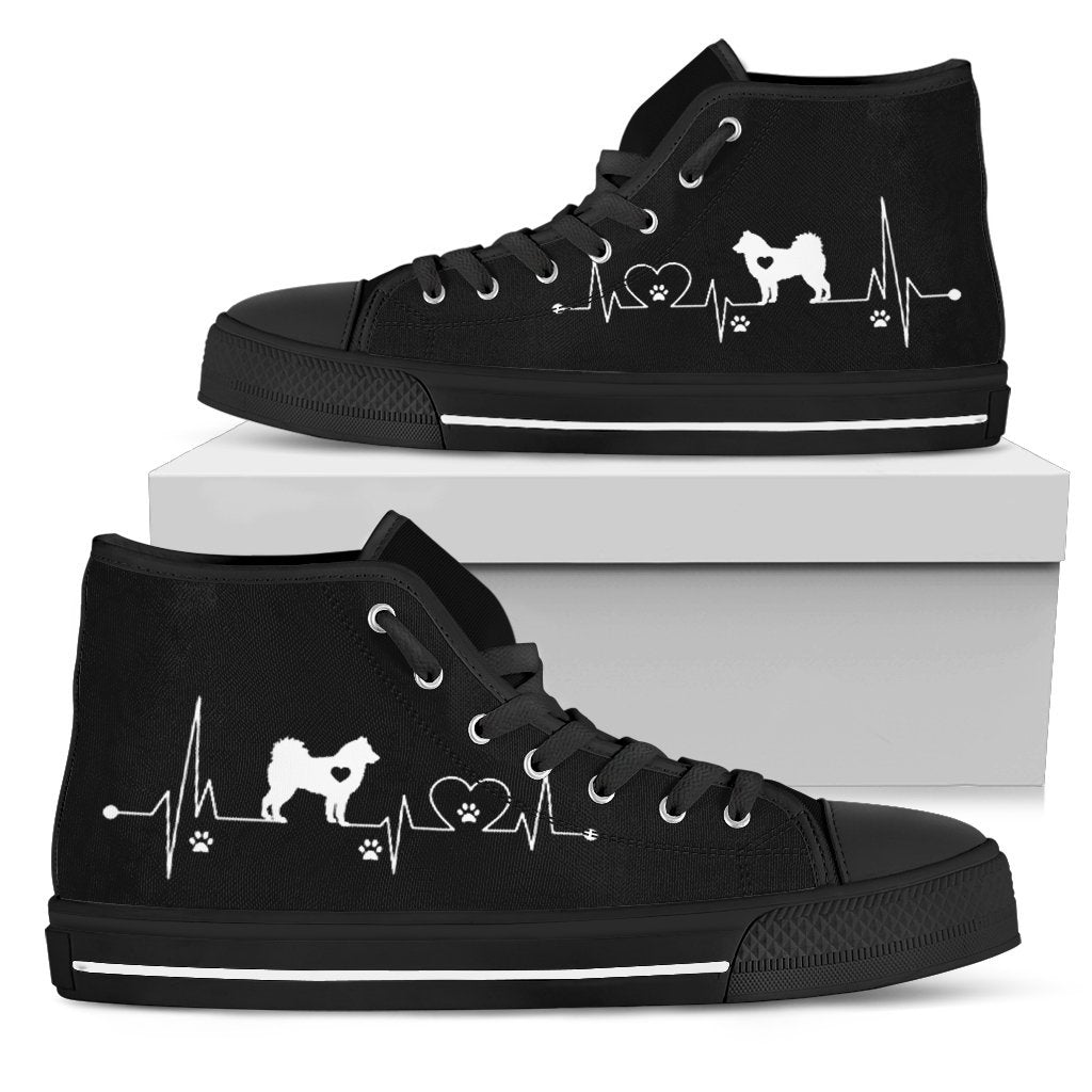 Heartbeat Husky Dog High Top Shoes Grabiiva