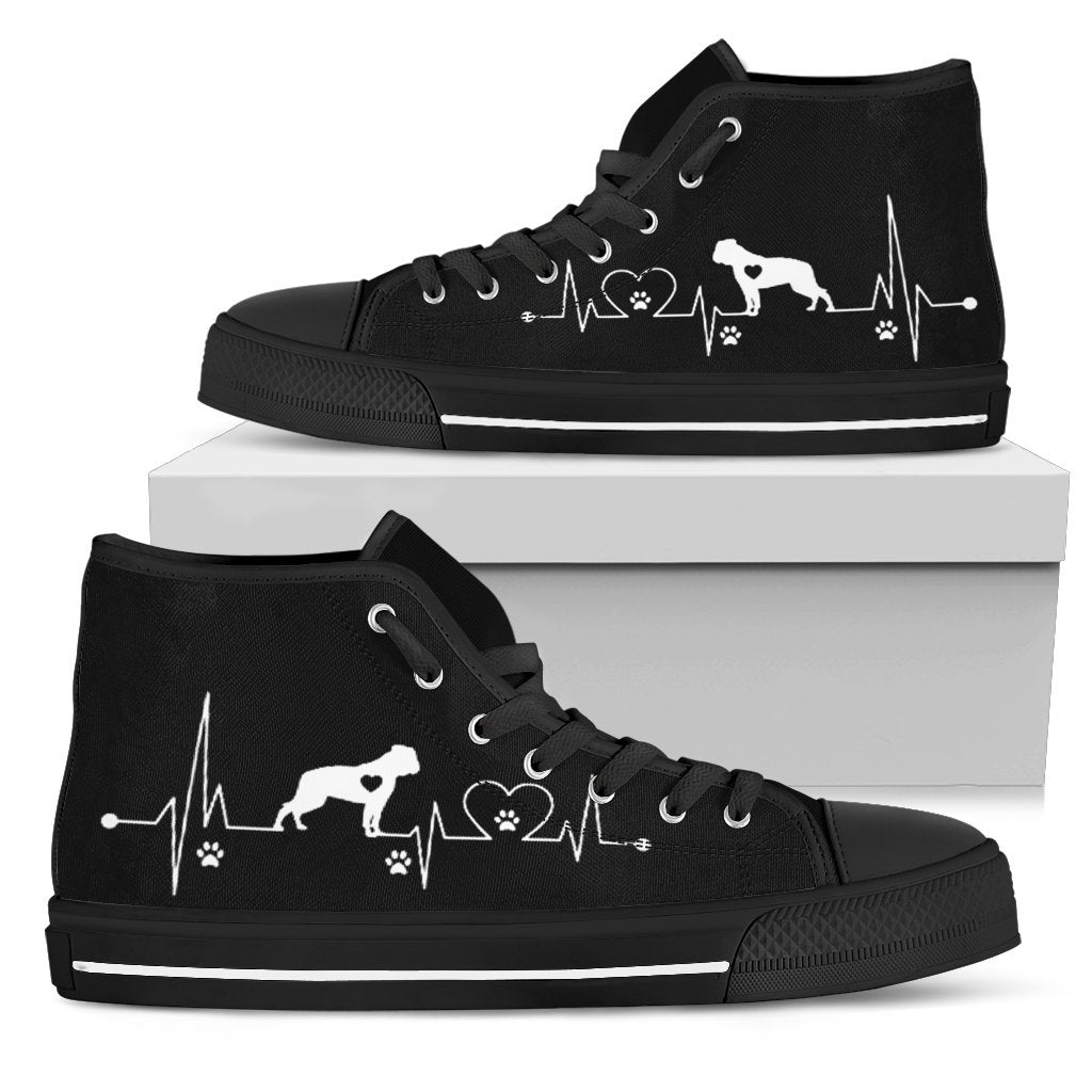 Heartbeat Pit bull Dog High Top Shoes Grabiiva