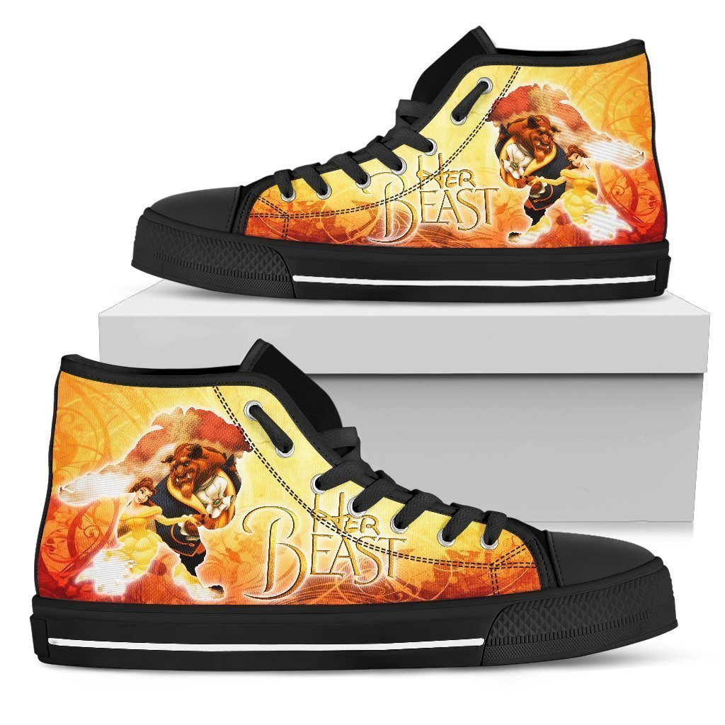 Her Beast His Beauty High Top Shoes Couple Gift Grabiiva