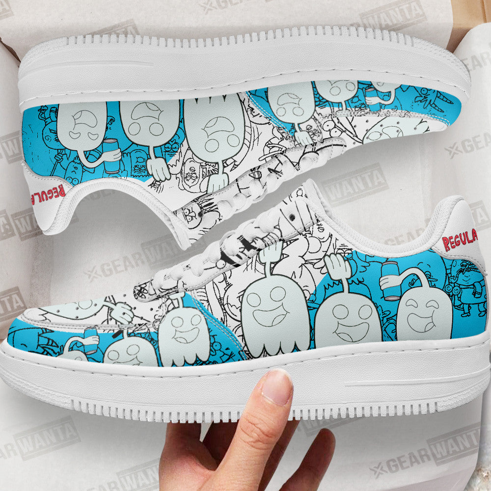 Hi Five Ghost Regular Show Air Sneakers Custom Cartoon Shoes Grabiiva