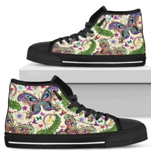 Hippie Butterfly Women's High Top Shoes Grabiiva