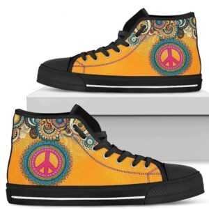Hippie Peace Sign Women's High Top Shoes Grabiiva