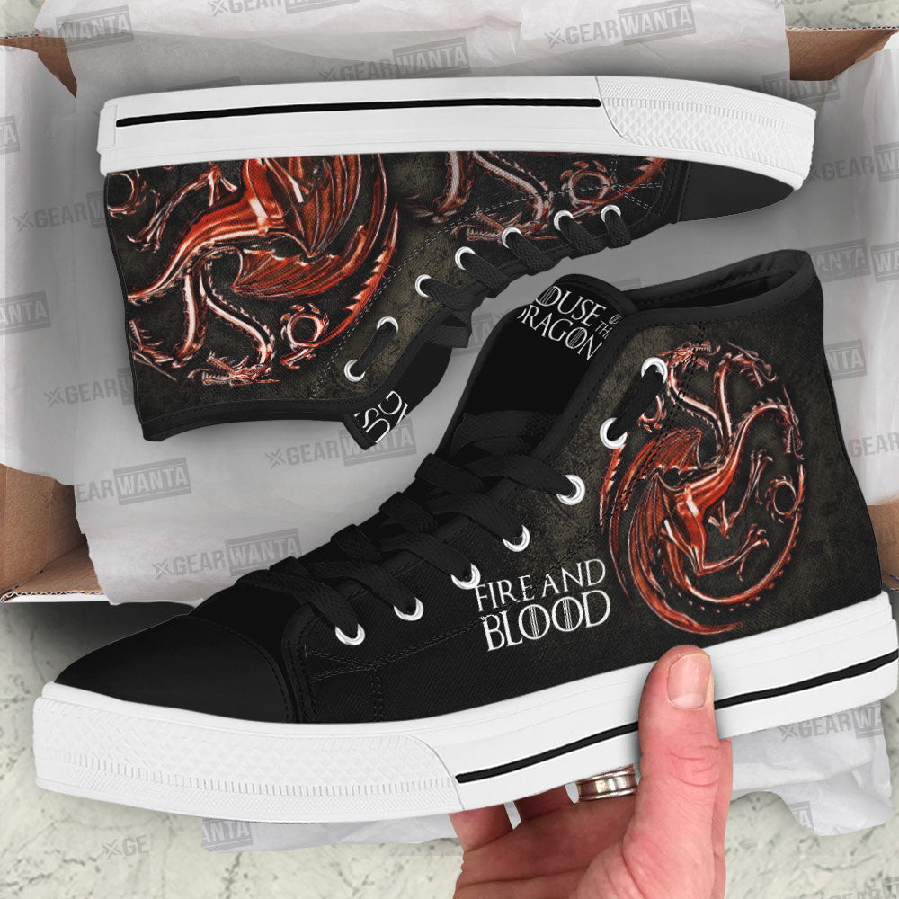 House Of Dragon High Top Shoes Custom Fire and Blood For Fans Grabiiva