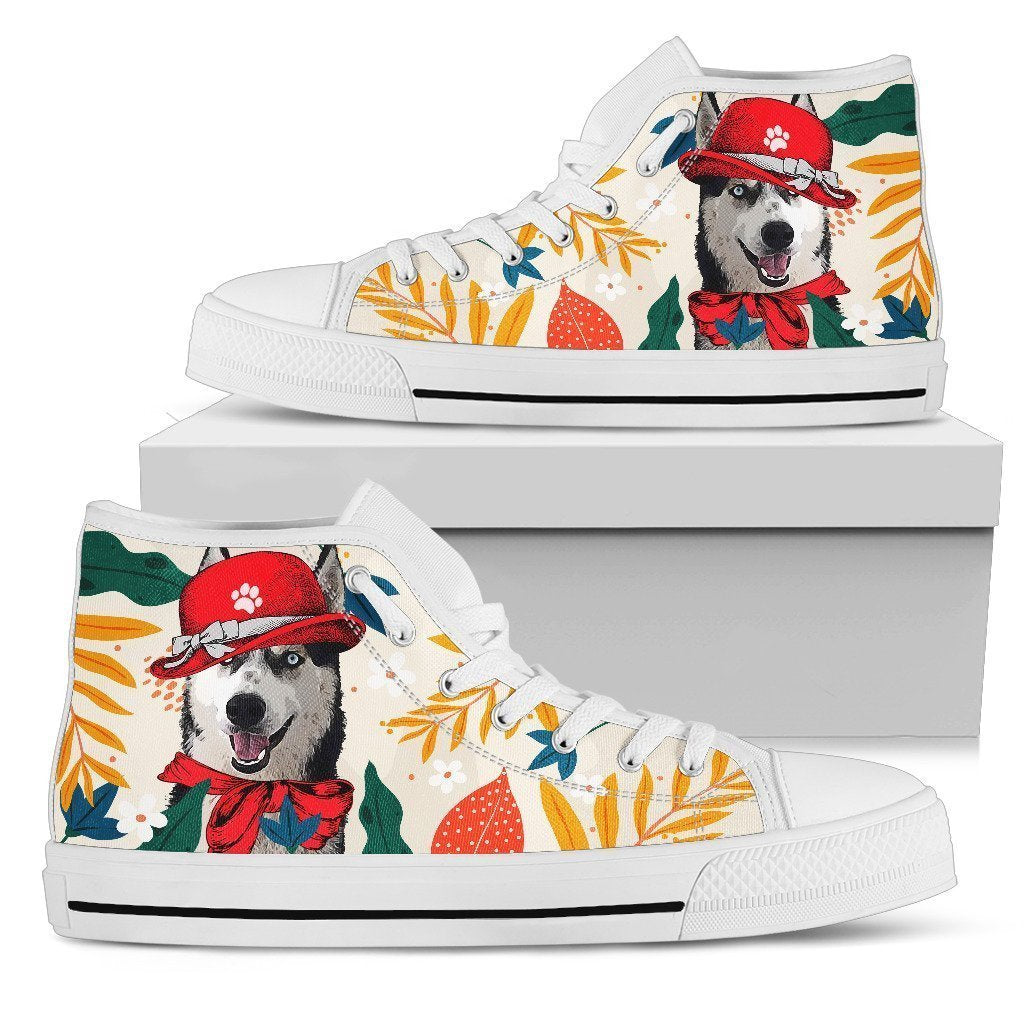 Husky Dog Sneakers Women High Top Shoes Funny Grabiiva