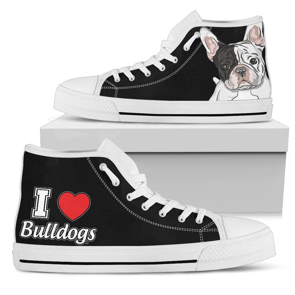 I Love French Bulldog High Top Shoes Grabiiva