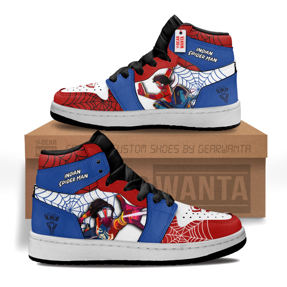 Indian Spider-Man Spider-Verse Kid J1s Sneakers Custom For Kids Grabiiva