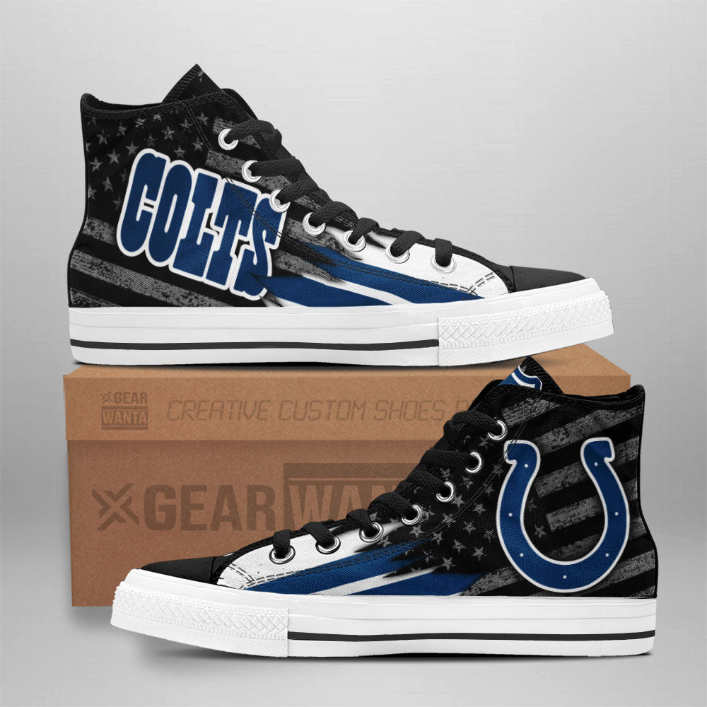 Indianapolis Colts High Top Shoes Custom American Flag Sneakers Grabiiva
