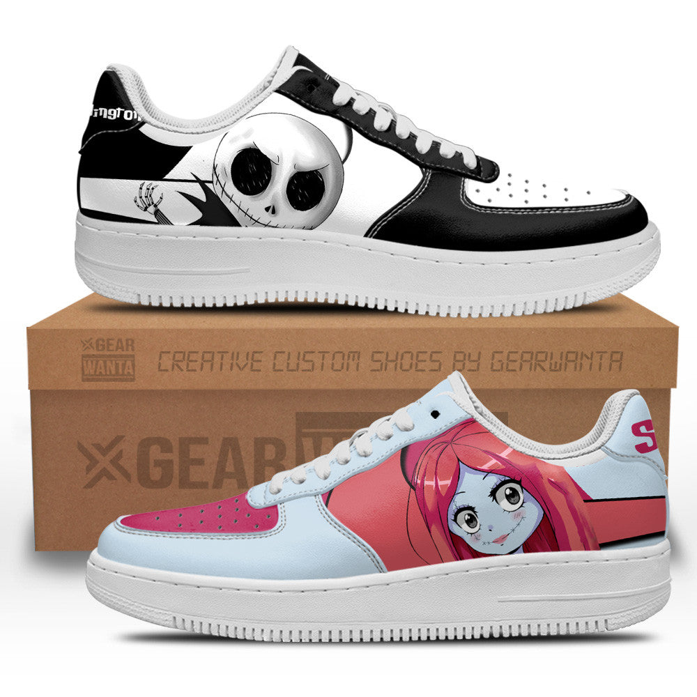 Jack Skellington x Sally Custom Cartoon Air Sneakers LT13 Grabiiva