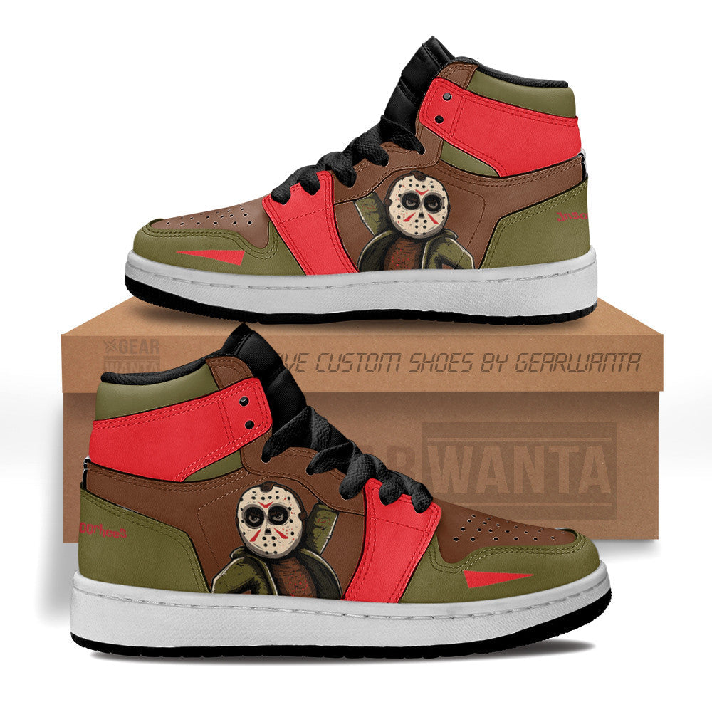 Jason Voorhees The Friday The 13th Series Kid J1s Sneakers Custom Grabiiva