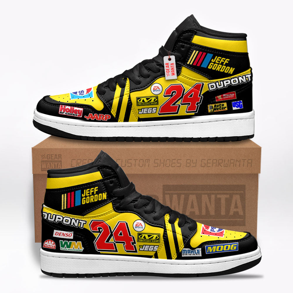 Jeff Gordon J1s Sneakers Custom #24 Retro Sneakers  Grabiiva