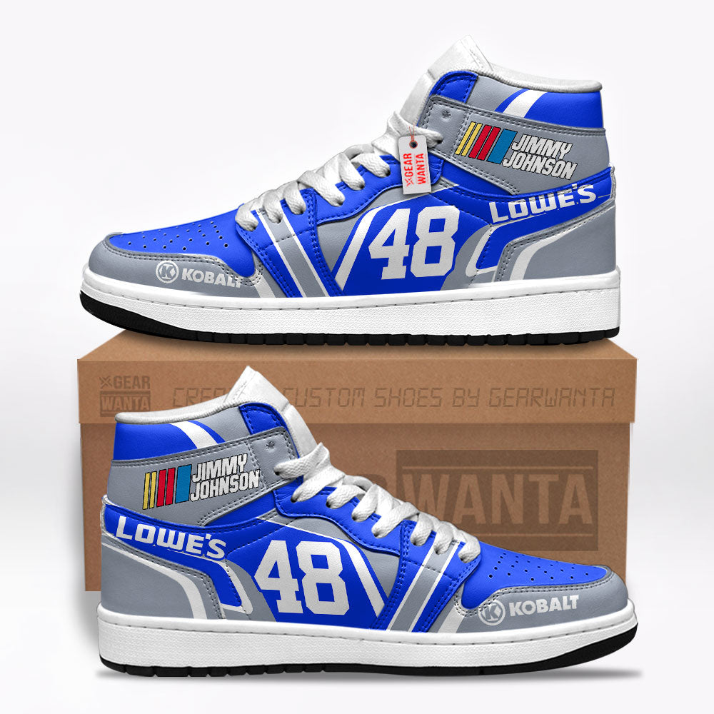 Jimmie Johnson Lowes J1s Sneakers Custom Lowe's #48 Sneakers  Grabiiva