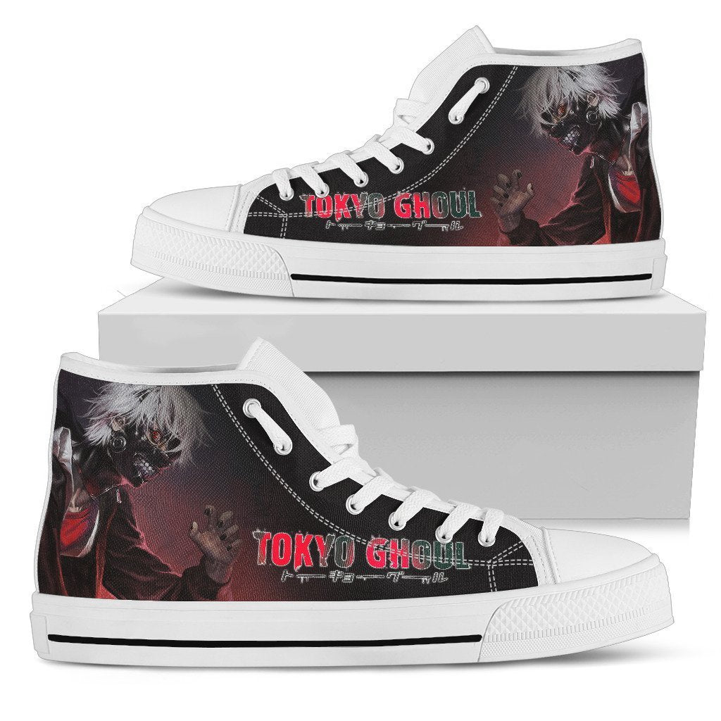 Ken Kanaki Sneakers Tokyo Ghoul High Top Shoes Anime Custom Idea NH10 Grabiiva