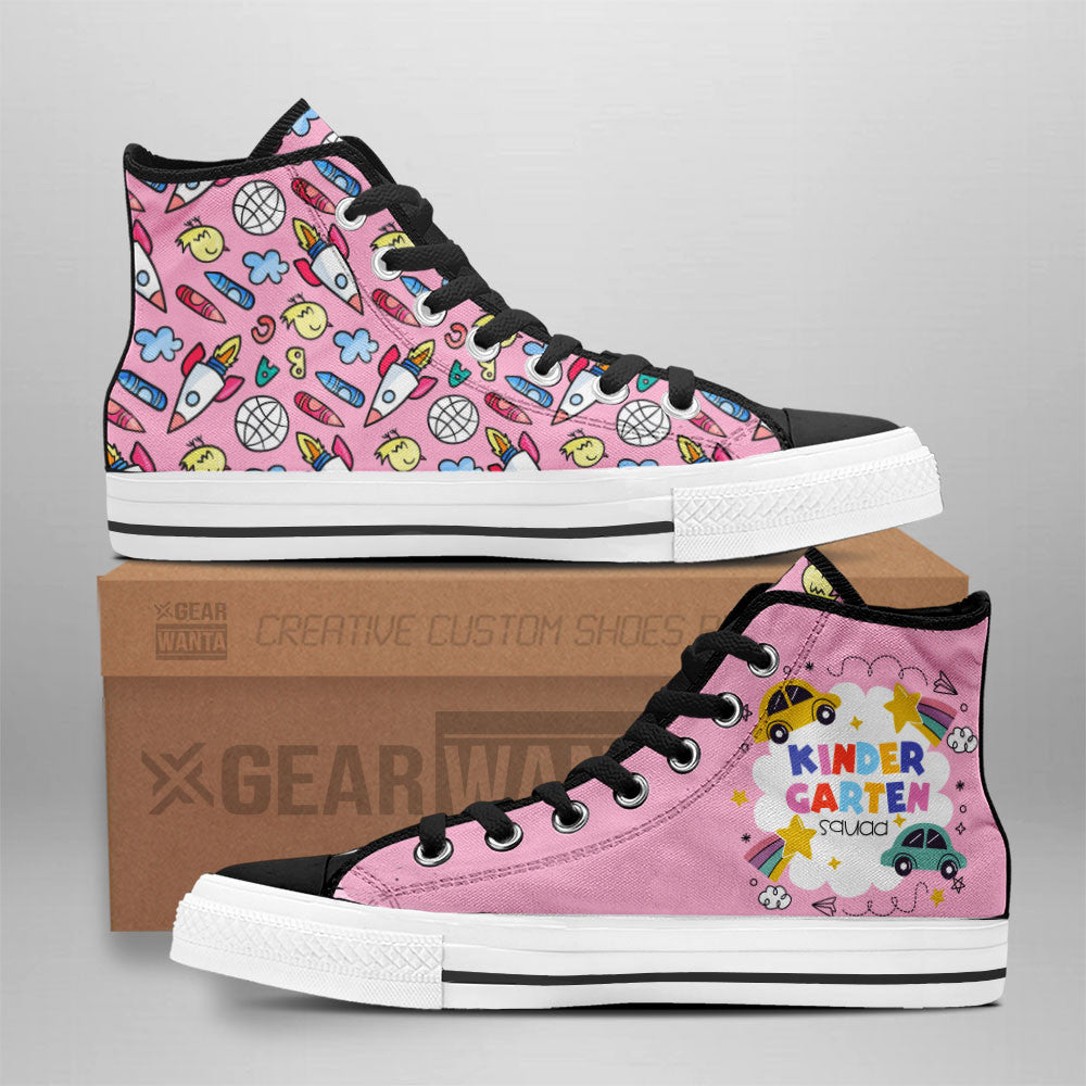 Kindergarten Squad Kindergarten Teacher High Top Shoes Custom Grabiiva