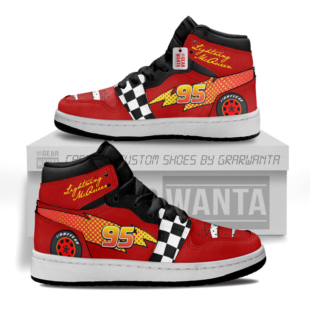 Lightning McQueen Kid J1s Sneakers Cars Uniform Personalized Collection Grabiiva