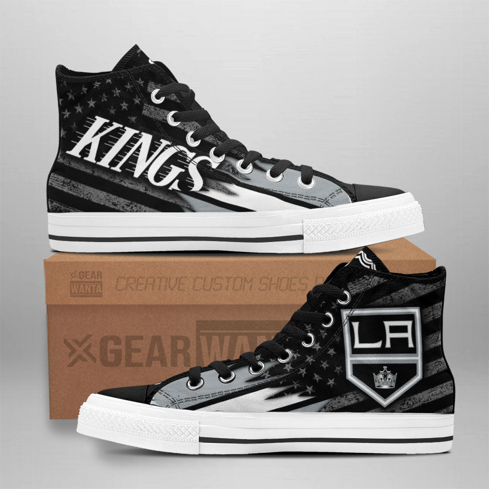 Los Angeles Kings High Top Shoes Custom American Flag Sneakers Grabiiva