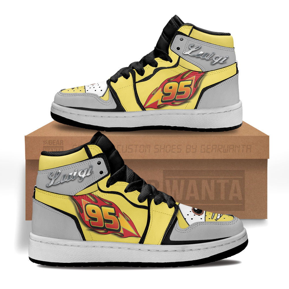 Luigi Kid J1s Sneakers Cars Carstoom Movies Custom Grabiiva