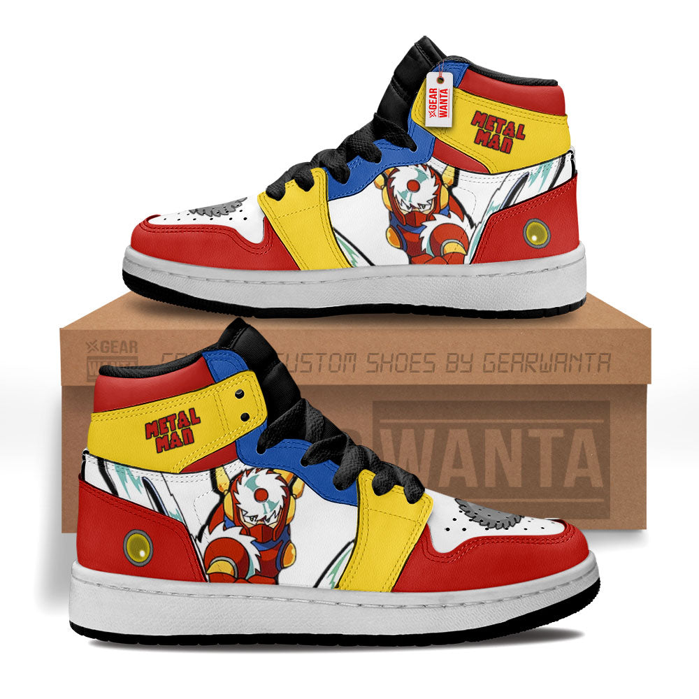 Metal Man Mega Man Kid J1s Sneakers Custom For Kids Grabiiva