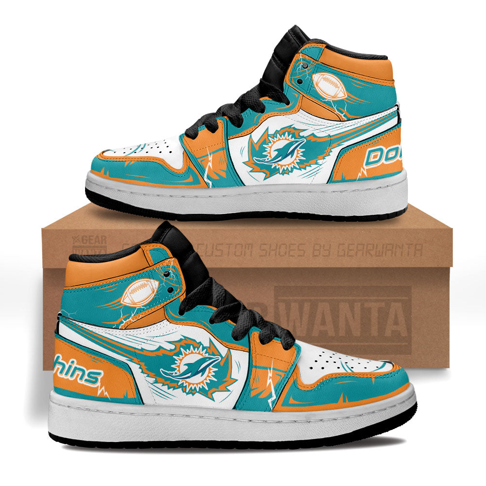 Miami Dolphins Kid J1s Sneakers Custom Grabiiva