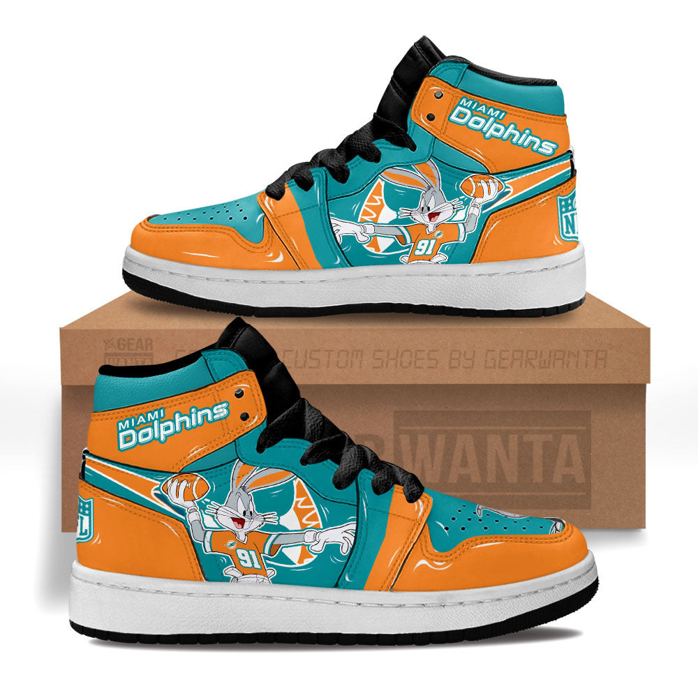 Miami Dolphins Kid J1s Sneakers Custom Grabiiva
