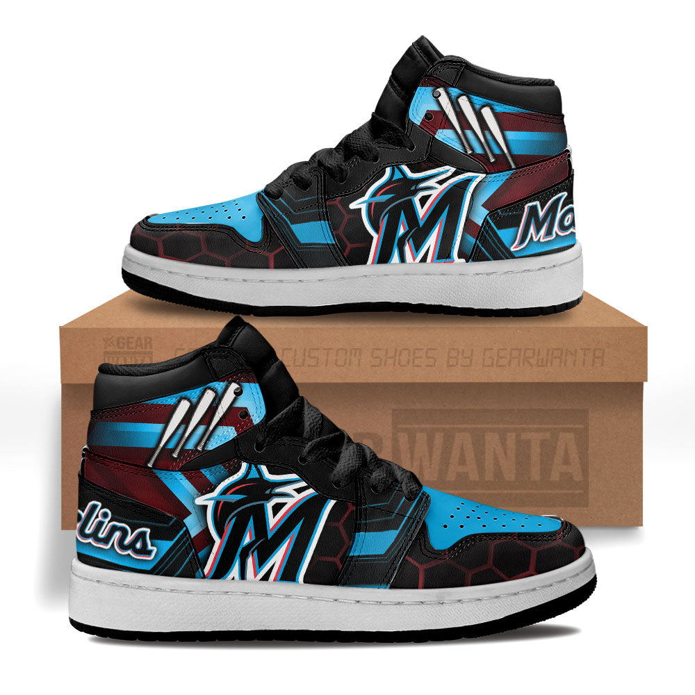 Miami Marlins Kid J1s Sneakers Custom Grabiiva