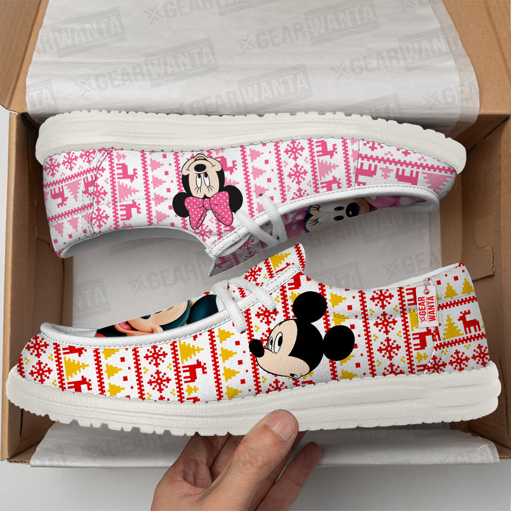 Mickey and Minnie Christmas Ugly Canvas Loafer Shoes Grabiiva