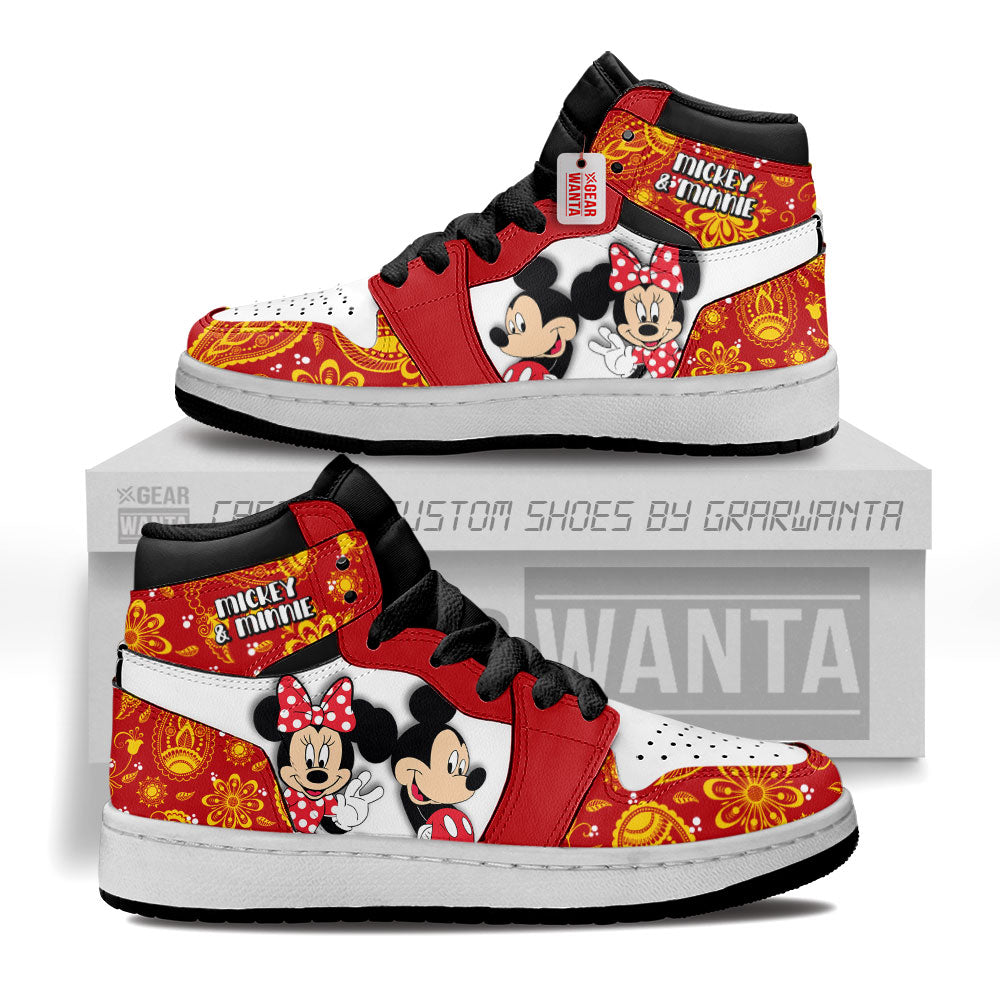 Mickey and Minnie Kid J1s Sneakers Cartoon Collection Grabiiva