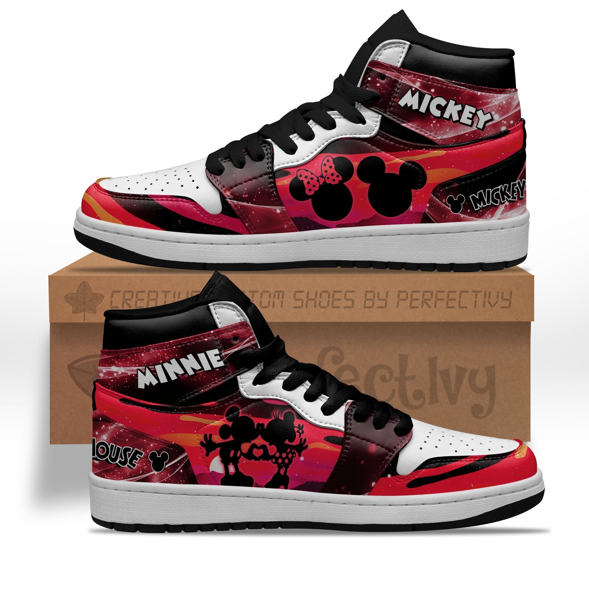 Mickey and Minnie Silhouette J1s Sneakers Custom For Fans Sneakers PT10  Grabiiva