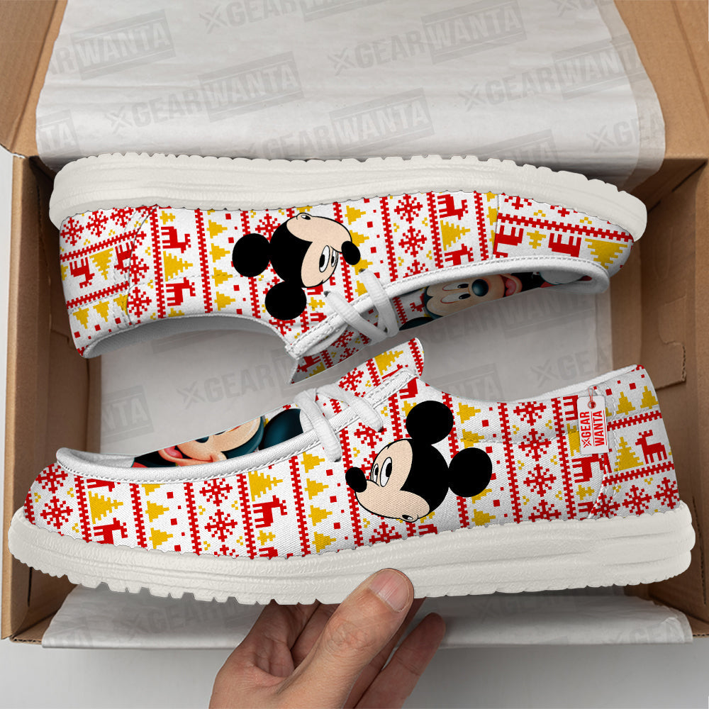 Mickey Christmas Ugly Canvas Loafer Shoes Grabiiva