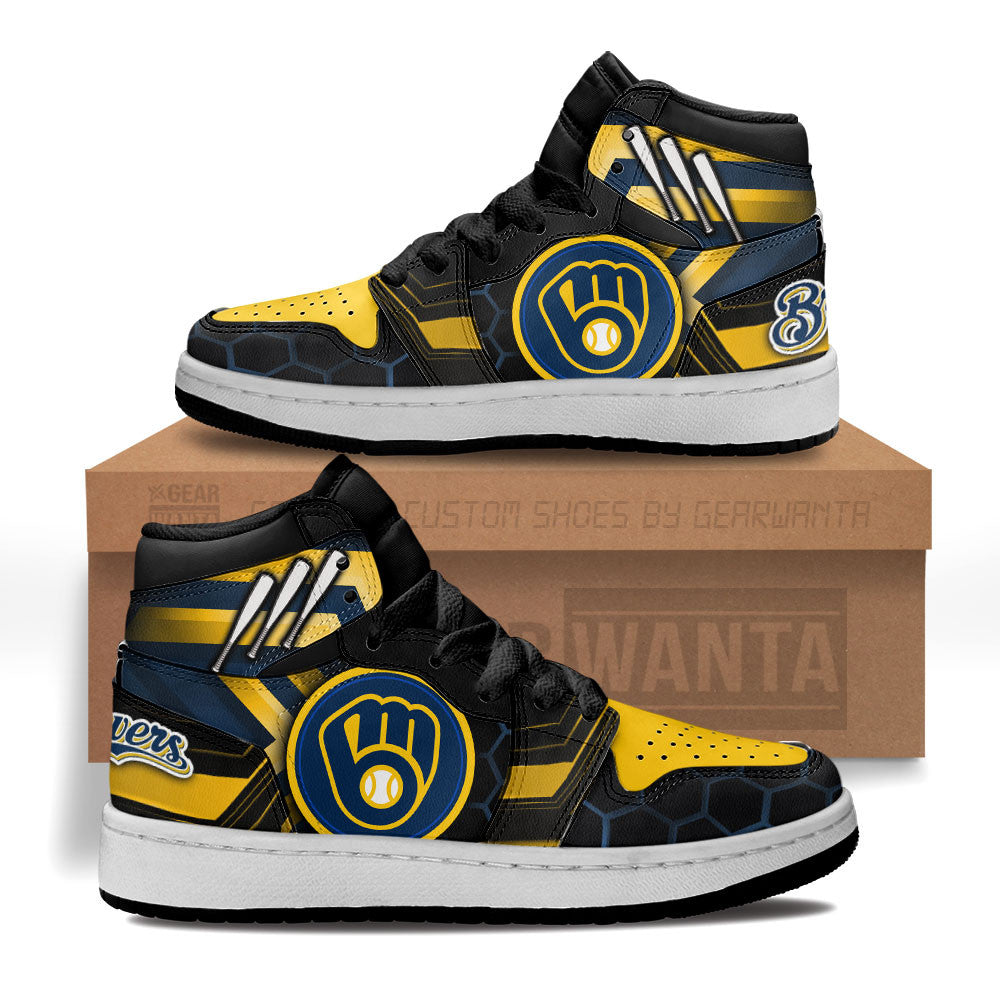 Milwaukee Brewers Kid J1s Sneakers Custom Grabiiva