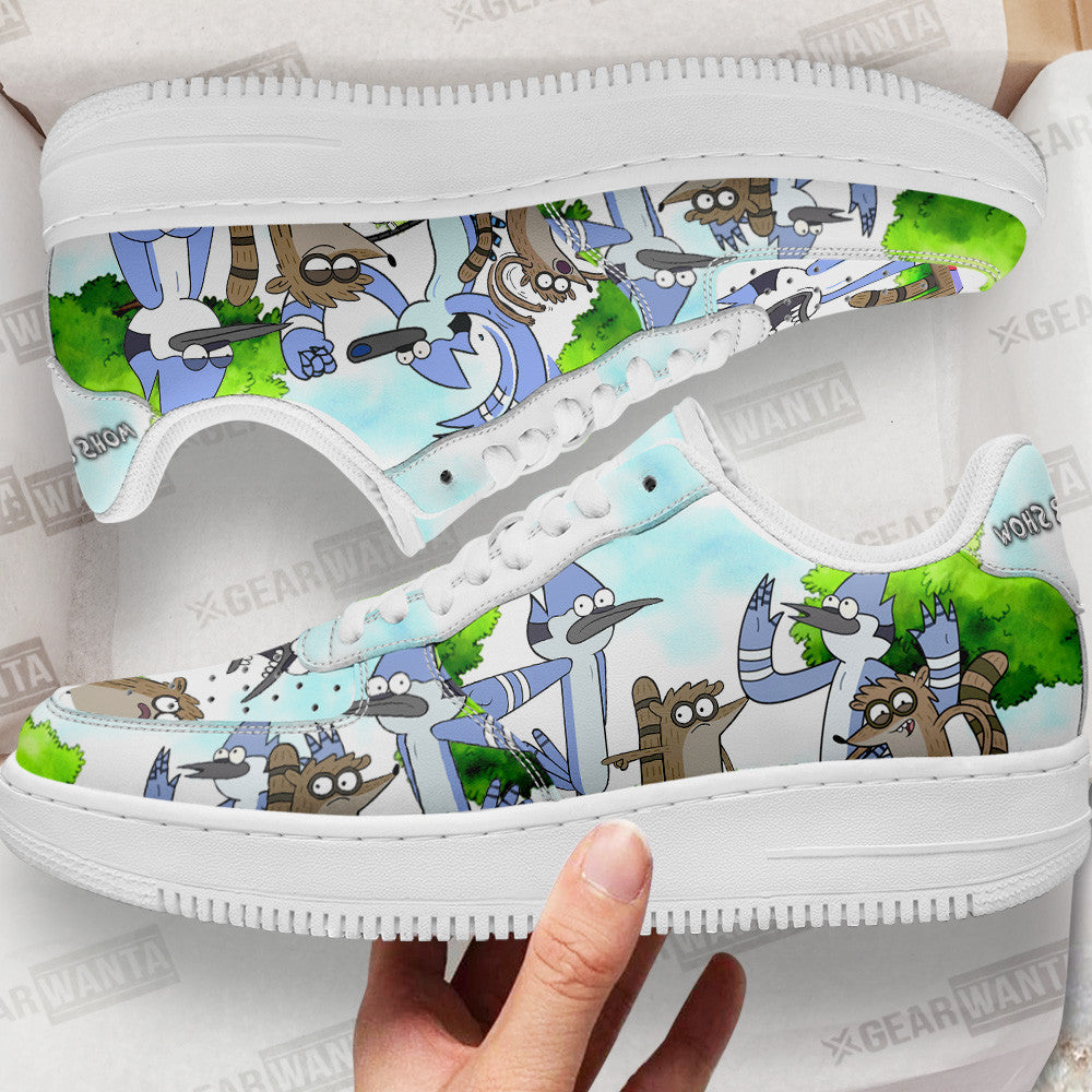 Mordecai and Rigby Air Sneakers Custom Regular Show Shoes Grabiiva