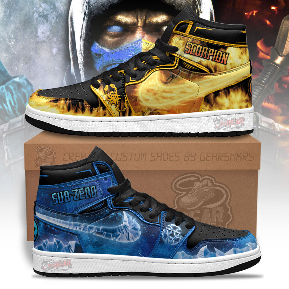 Mortal Kombat Scorpion vs Sub-zero J1s Sneakers Custom  Grabiiva