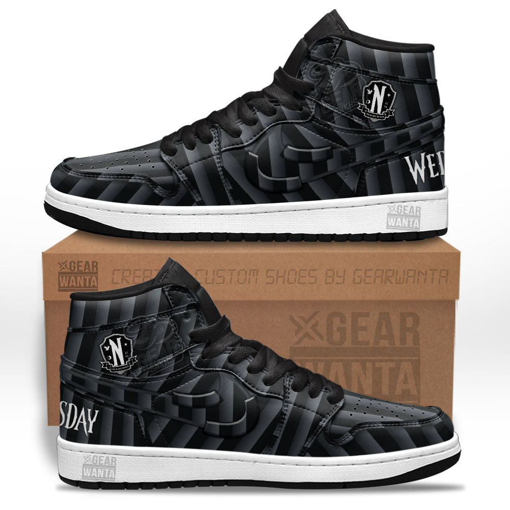 Nevermore Uniform Wednesday Addams J1s Sneakers Gifts Idea For Fans MN23  Grabiiva