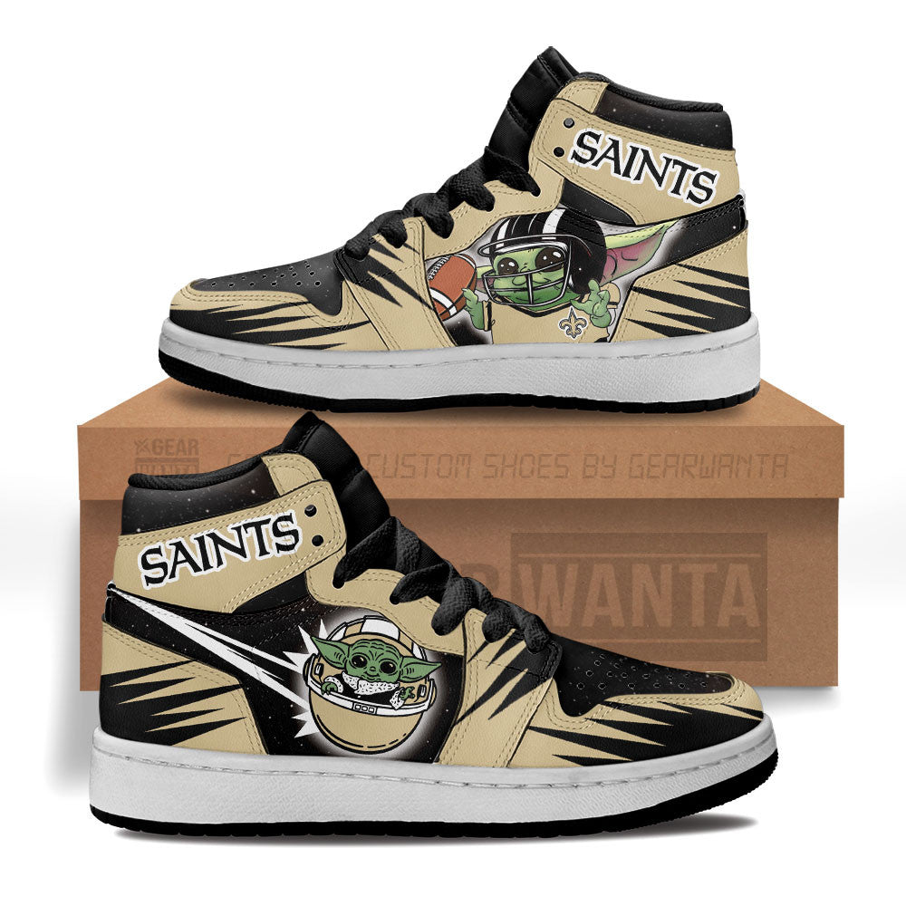New Orleans Saints Kid J1s Sneakers Custom For Kids Grabiiva