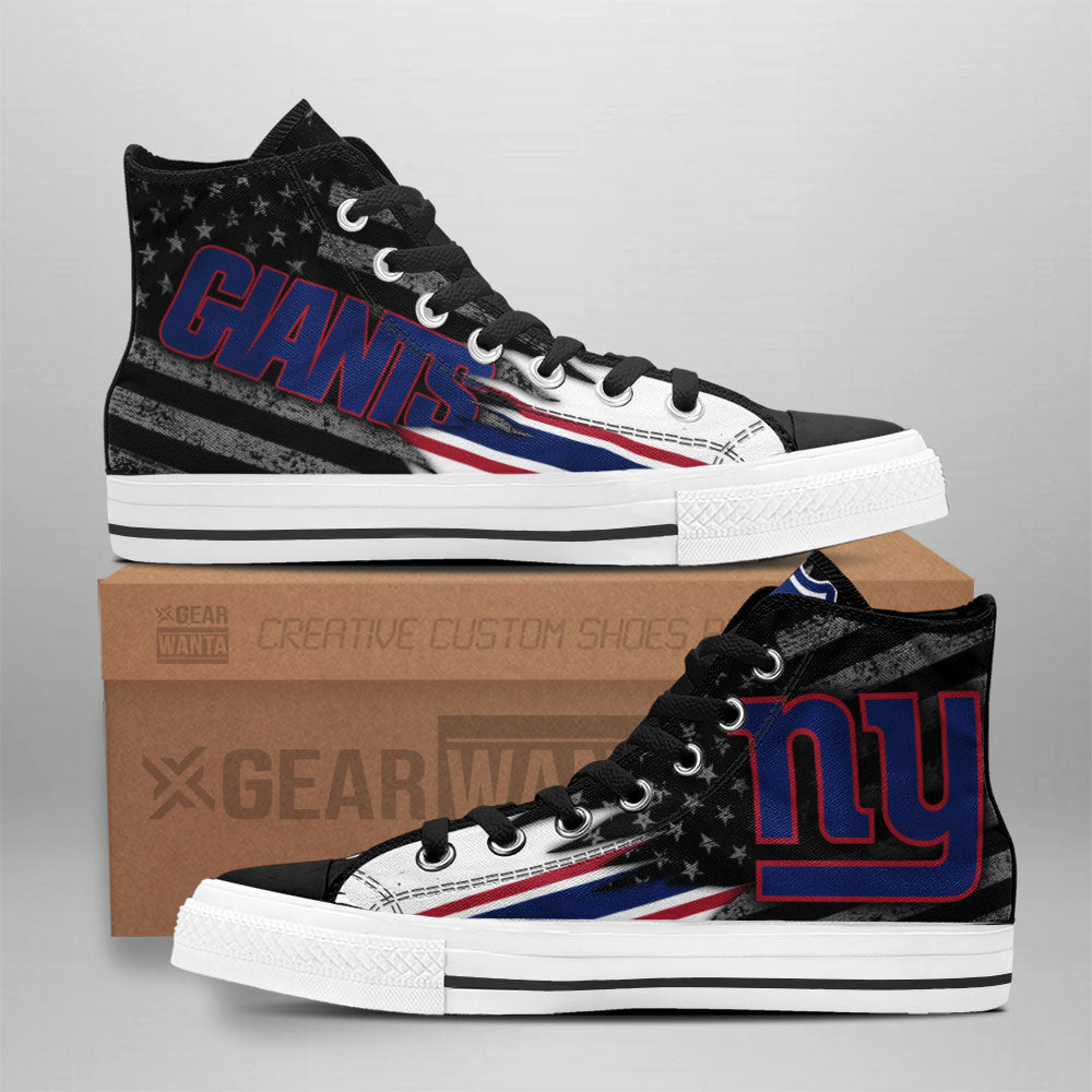 New York Giants High Top Shoes Custom American Flag Sneakers Grabiiva