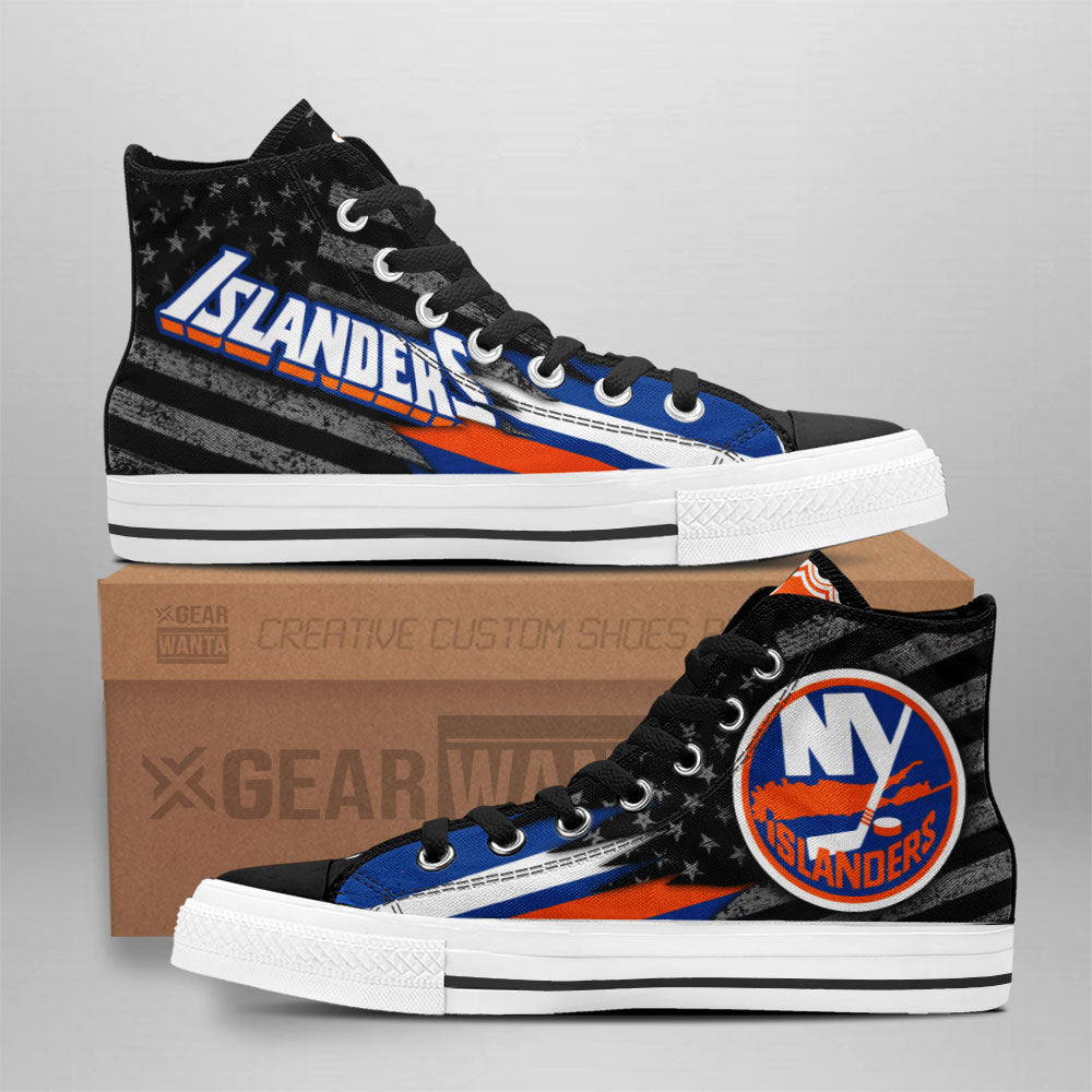 New York Islanders High Top Shoes Custom American Flag Sneakers Grabiiva