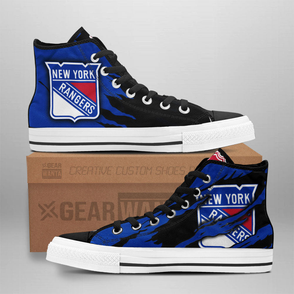 New York Rangers High Top Shoes Custom For Fans Grabiiva