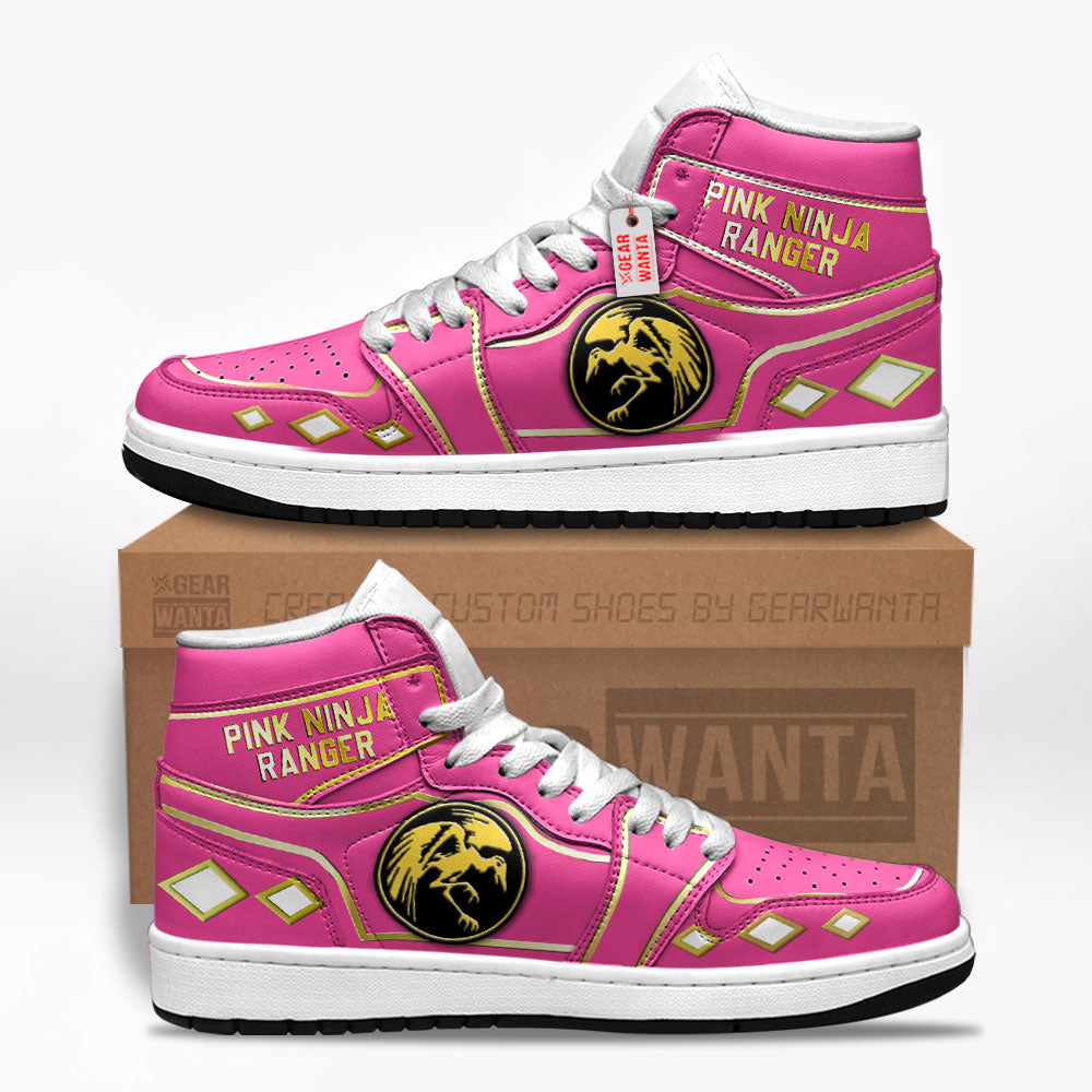Ninja Pink Ranger Mighty Morphin J1s Sneakers Custom TT12  Grabiiva