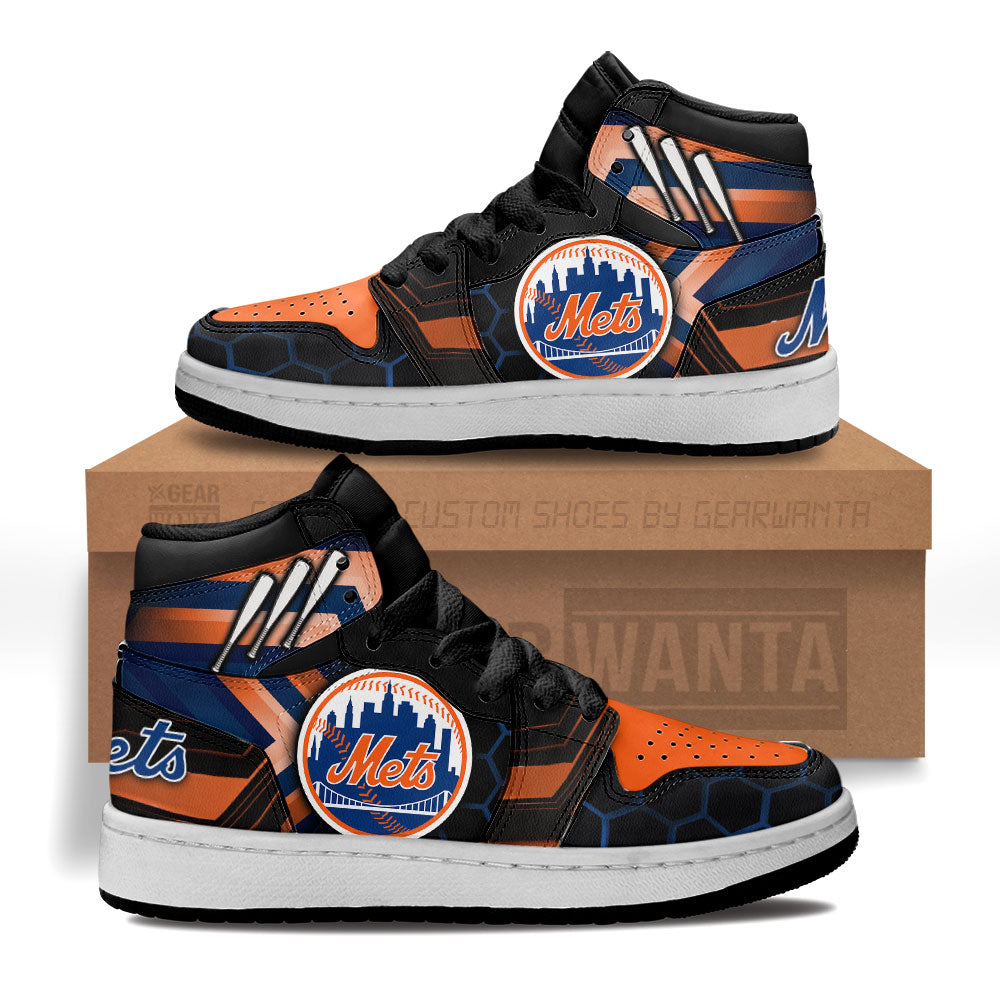 NY Mets Kid J1s Sneakers Custom Grabiiva