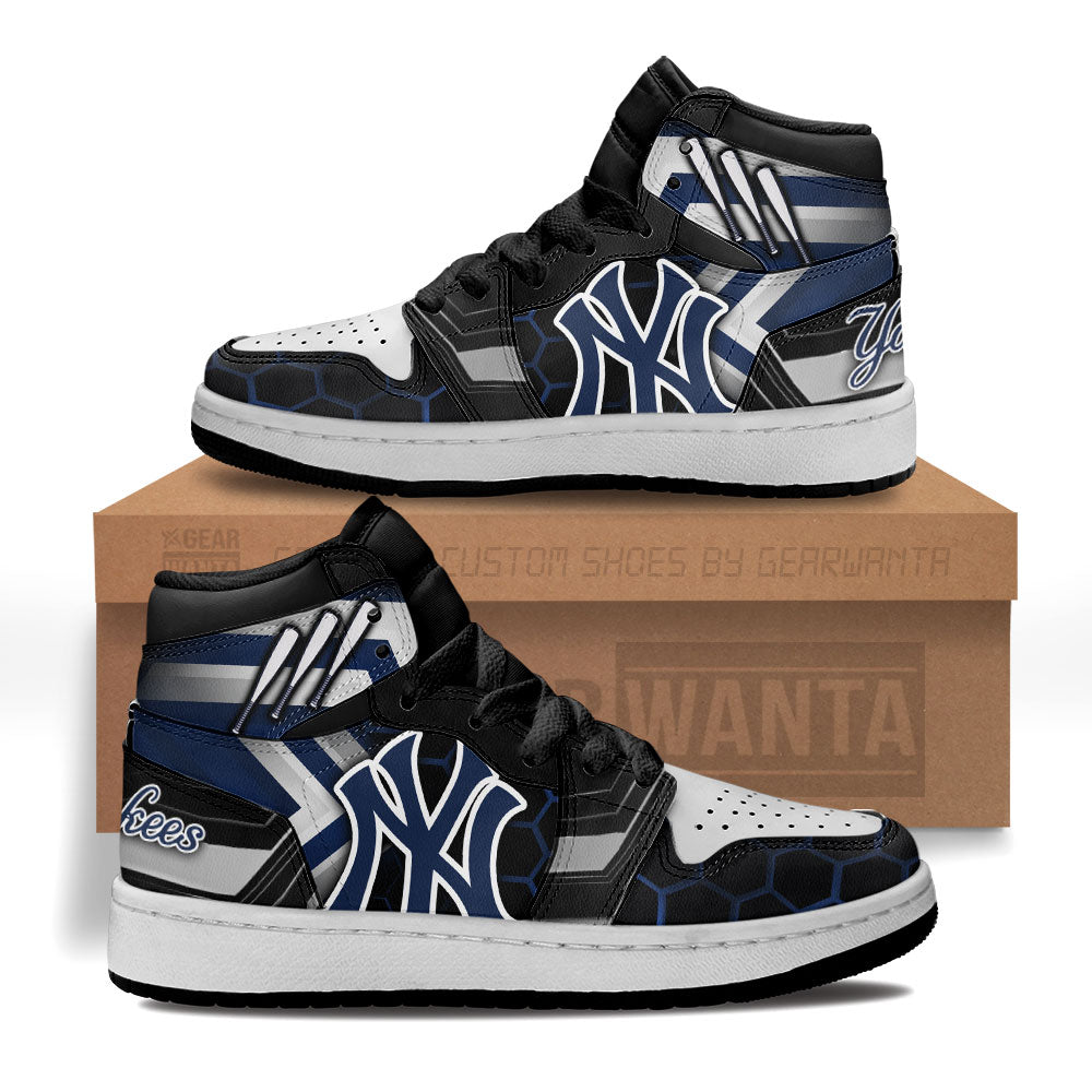 NY Yankees Kid J1s Sneakers Custom Grabiiva
